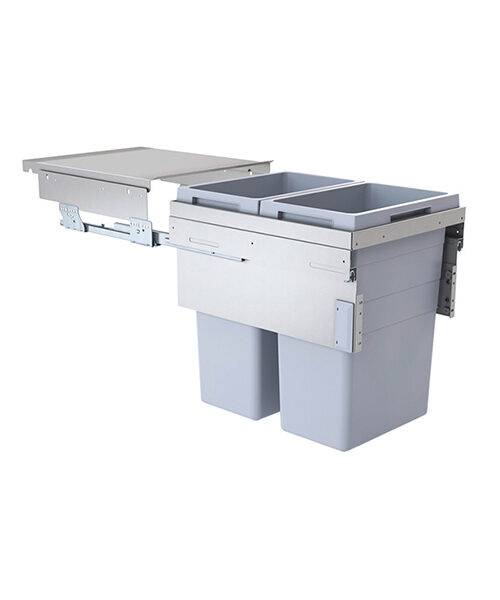 Bote basurero extraíble EURO CARGO-ST para gabinete de 450 mm. Cap total 76 L/ 2 botes de 38 L