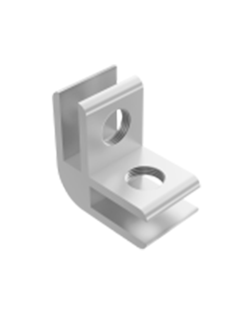 Conector Safety en L para material de 6 mm. Material Aluminio, acabado Aluminio