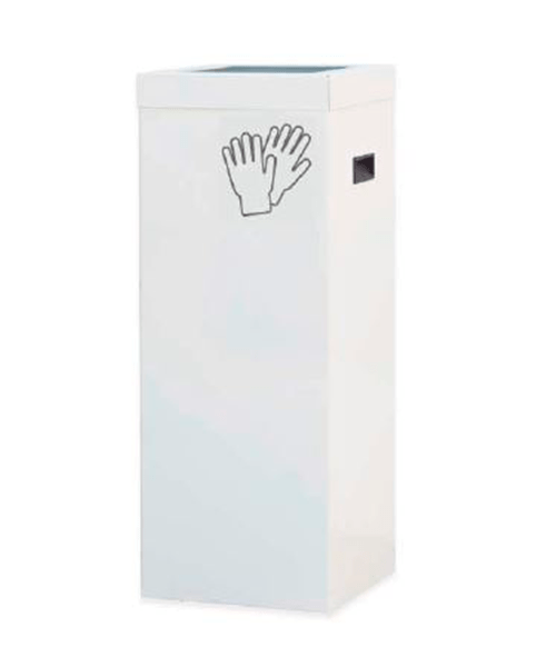 Bote de reciclaje BOX 6056, lámina de acero, cap. 72 L, color blanco