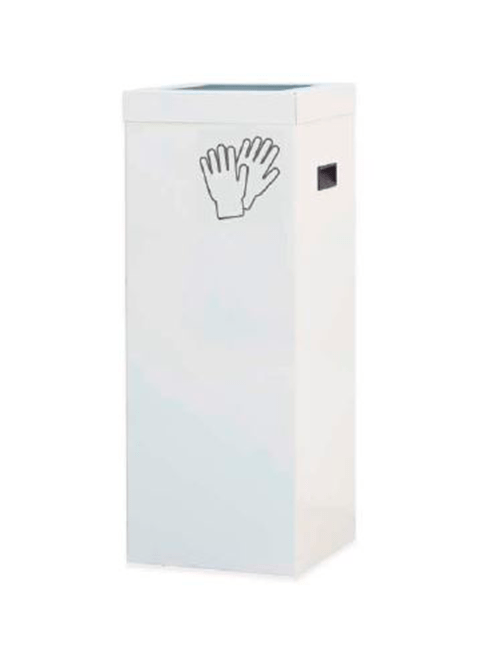Bote de reciclaje BOX 6056, lámina de acero, cap. 72 L, color blanco